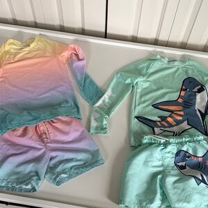 H&M Pastel Rainbow & Mint Shark Kids Swim Sets